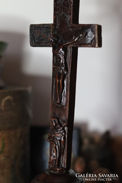 18. századi ereklyetartós feszület /  18th c. Crucifix Corpus Cristi and Mary