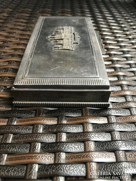 Antique silver-plated card holder box