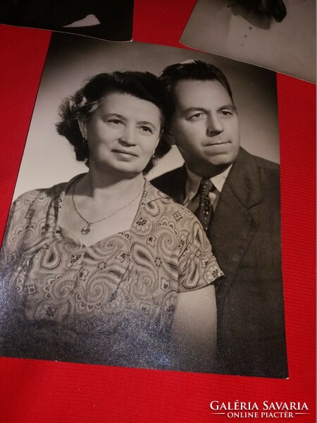 Antik nagyméretű fotó dokumentáció a képek szerint házaspár portré ifjabb és idősebb korukból 3 db