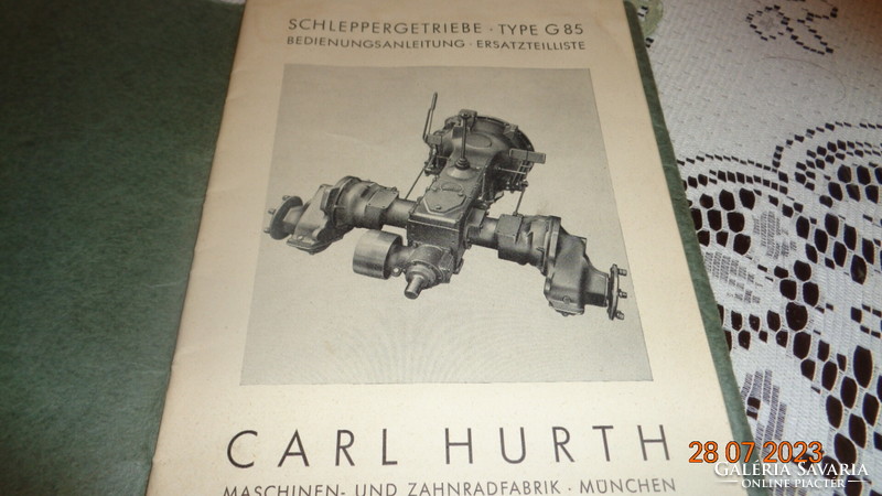 Hurth féle traktor  hajtómű gépkönyv alkatrész  jegyzék a 60 as  évekből