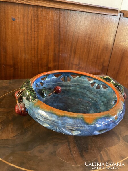 Antique ceramic, openwork, cherry serving bowl