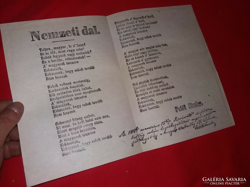Antique authentic print from the Petőfi national song leaflet printed by Landerer according to pictures