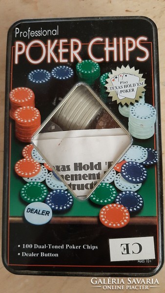 Texas HOLDEM poker   100 db zseton és dealer zseton  Új  saját dobozában