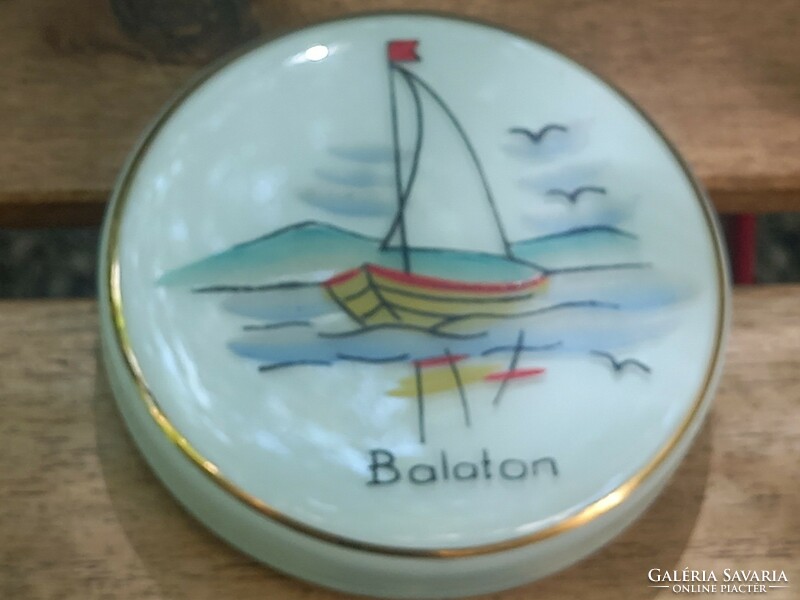Balaton retro milk glass box/nostalgia, collector's item about Balaton/Balaton sailing