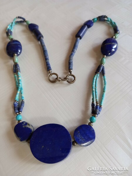 Handmade lapis lazuli turquoise mineral necklace