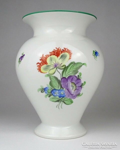 1N708 Virágmintás Óherendi öblös porcelán váza 20.5 cm