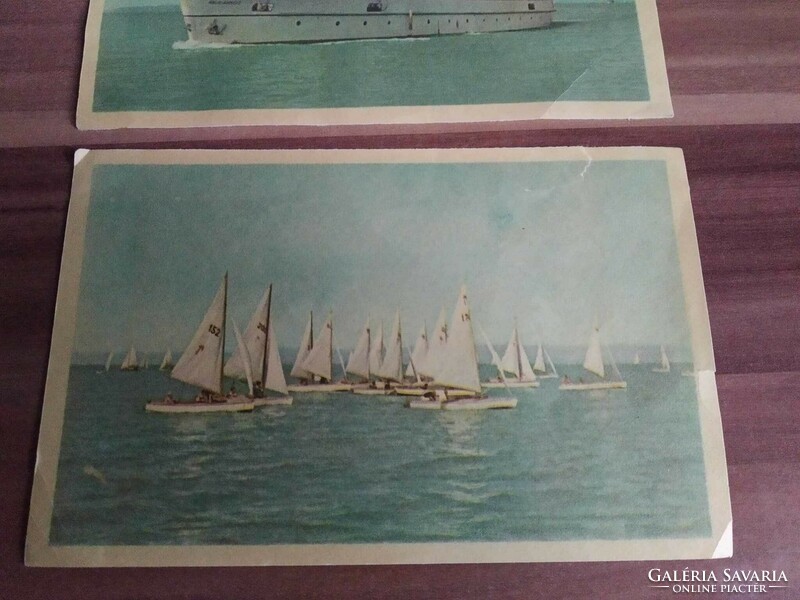 2 pages in one, Balaton landscapes, Beloiannis cruise ship, sailing boats, photo: gyula pomayer