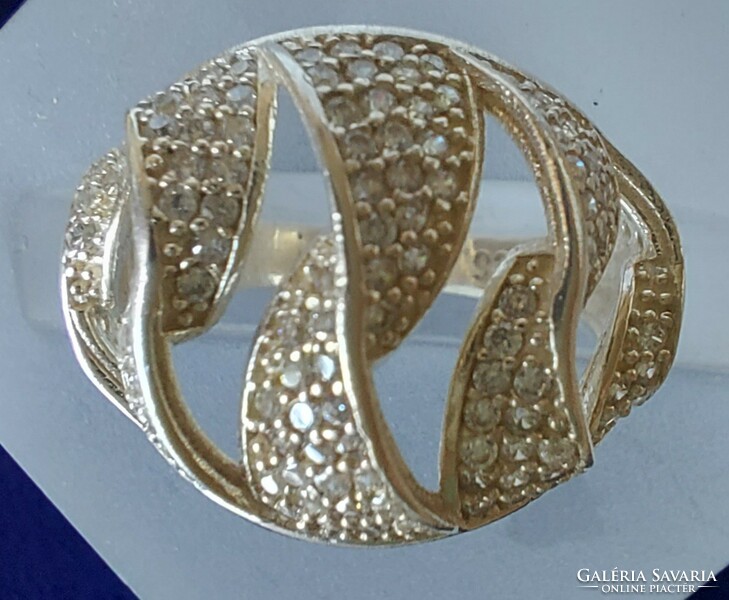 An elegant genuine silver ring in art deco style