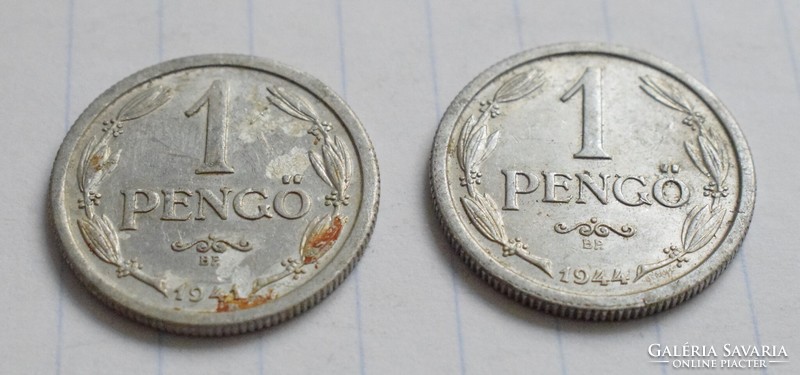 Hungary 1 pengő, 1941, 1944, Kingdom of Hungary, money, 2 coins.