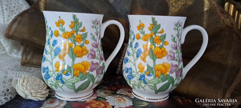 Pair of English porcelain mugs