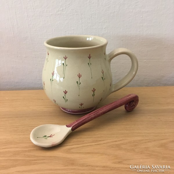 Floral mug and spoon