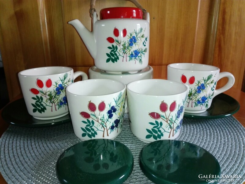 Medicinal tea serving set with warmer. German porcelain.