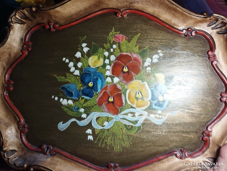 Italian hand-painted wooden tray