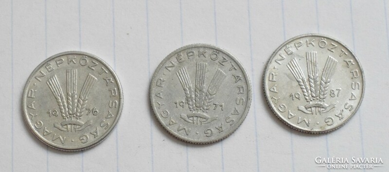 Magyarország Népköztársaság 20 fillér , 1971 , 1976 , 1987 , pénz , érme 3 darab
