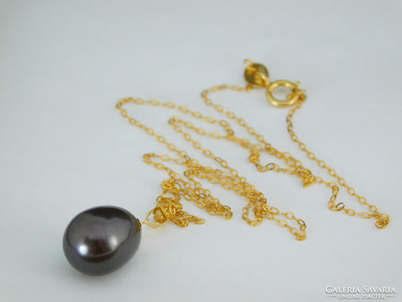 Gyöngy 18 k arany medál + ajándék ezüst nyaklánc