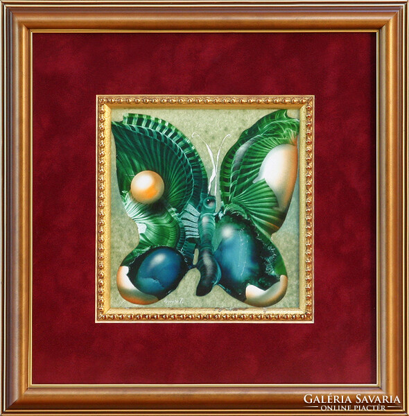 Tamás Végvári: Butterfly - with frame: 30x30 cm - artwork: 16x16 cm - 2306/468