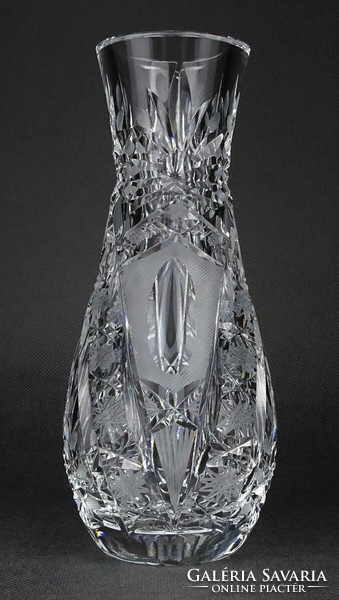 1N707 Gyönyörű vastagfalú ólomkristály váza díszváza 21 cm