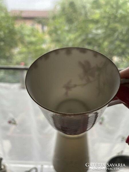Csodás antik kézzel, festett finom csontporcelán kávés csésze- monogrammos