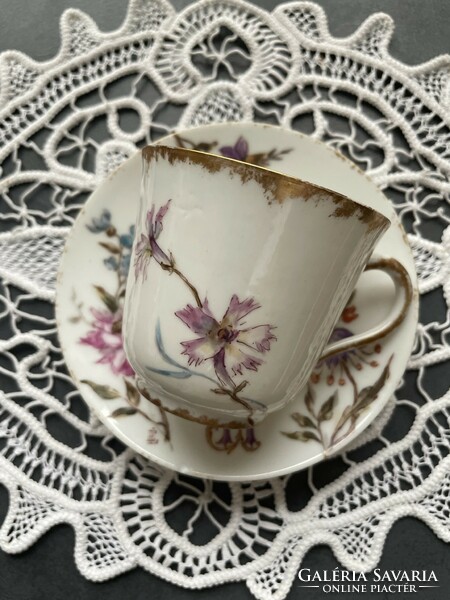 Wonderful antique hand painted fine bone china coffee cup with monogram