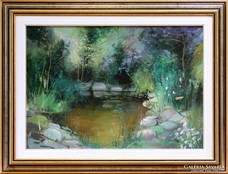 Attila Zoltai: Garden pond - with frame: 47x62cm - artwork: 35x50cm - f04/1306