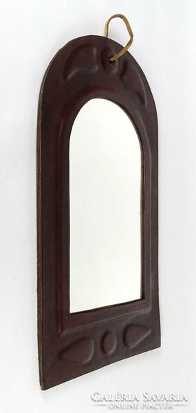 1N543 Iparművészeti bőrdíszműves tükör 45 x 24 cm