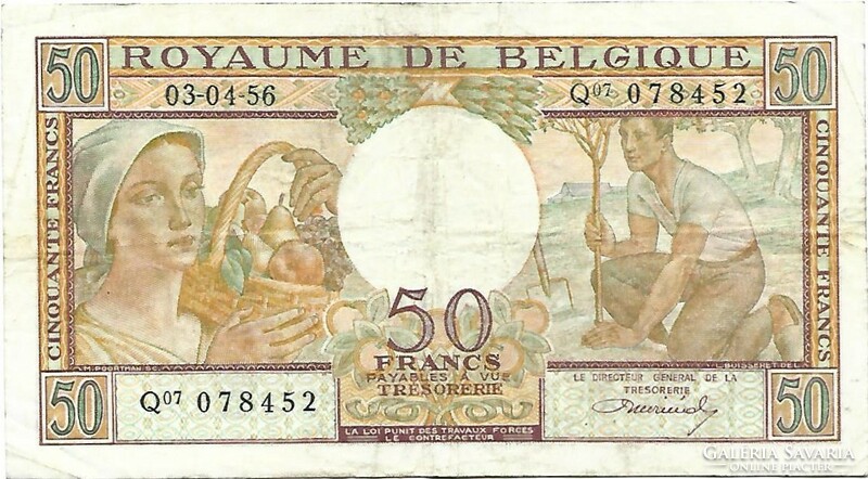 50 frank francs 1956 Belgium