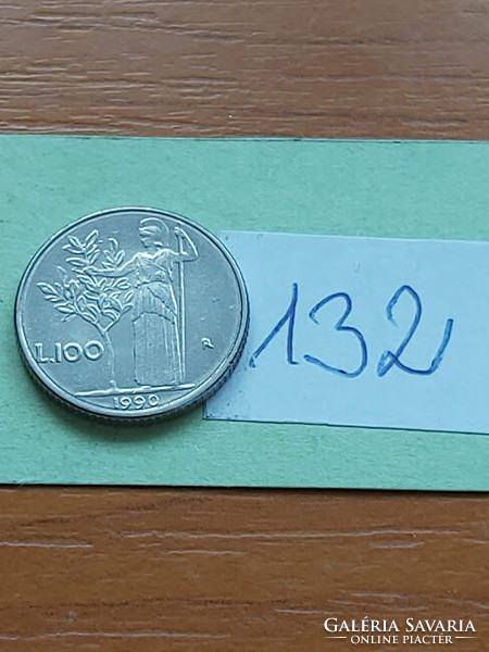 Italy 100 lira 1990 r, goddess Minerva, stainless steel, 18.2 Mm 132