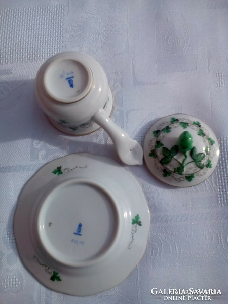 Old Herend cocoa cup with lid and saucer