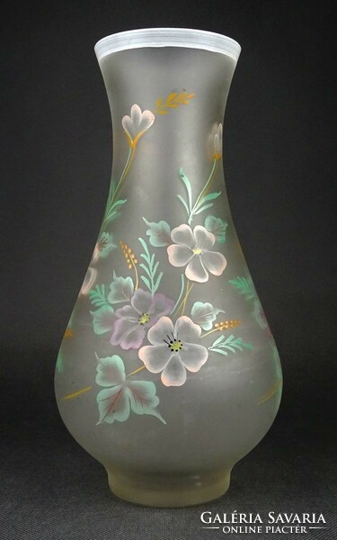 1N737 antique opal glass hand painted blown glass vase 27.5 Cm