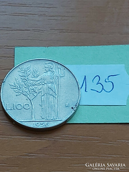 Italy 100 lira 1956, goddess Minerva, stainless steel 135