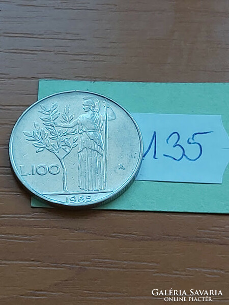 Italy 100 lira 1965, goddess Minerva, stainless steel 135