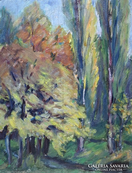 Bodo a. Labeled: forest landscape - oil painting