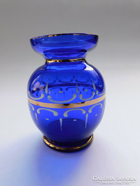 Showy antique, hand-painted glass vase 7.5 Cm