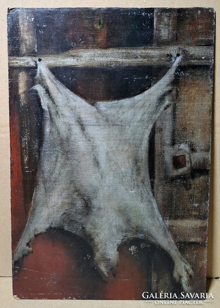 Péter István Balogh: drying skin (oil painting)