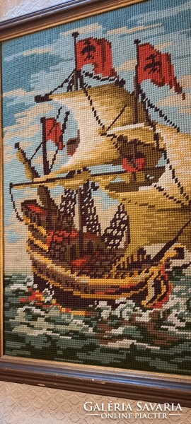 Antique sailboat, ship tapestry picture (m4008)
