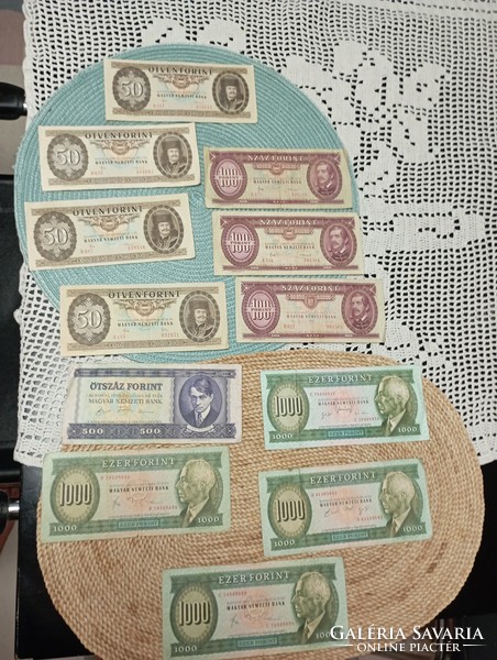50,100,1000 Ft-os bankjegyek