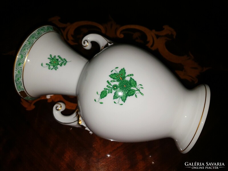 Herend green appony vase with handles