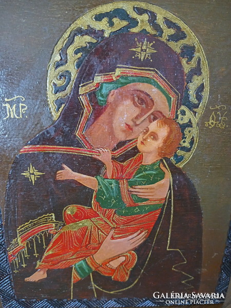 Mary with baby Jesus; color icon