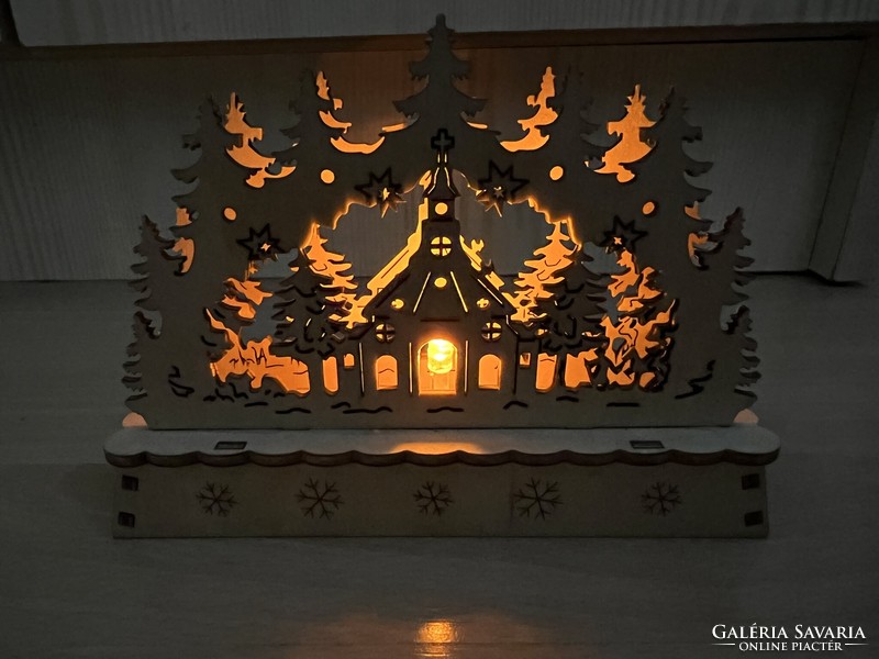 Fa világító város karácsonyfadísz karácsonyi dekoráció