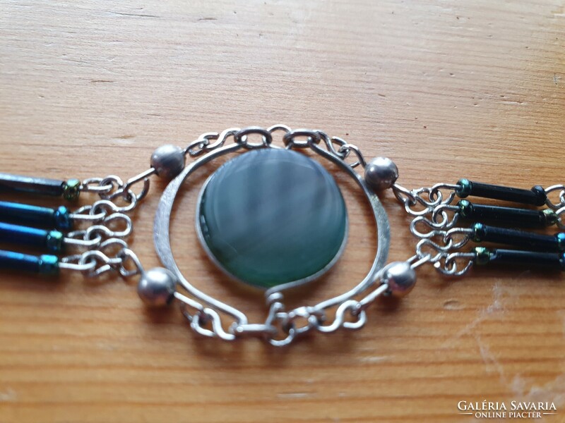 Peruvian bracelet with green opal stone