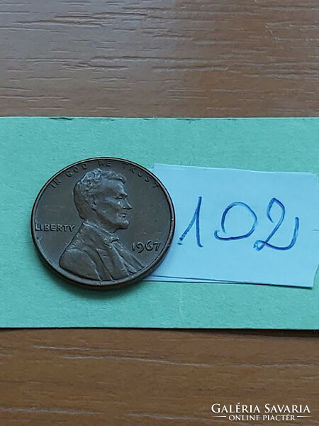 Usa 1 cent 1967 abraham lincoln, copper-zinc 102