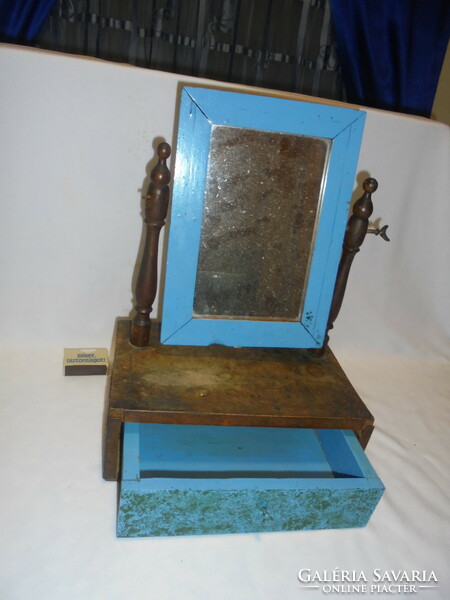 Antique shaving mirror with drawer