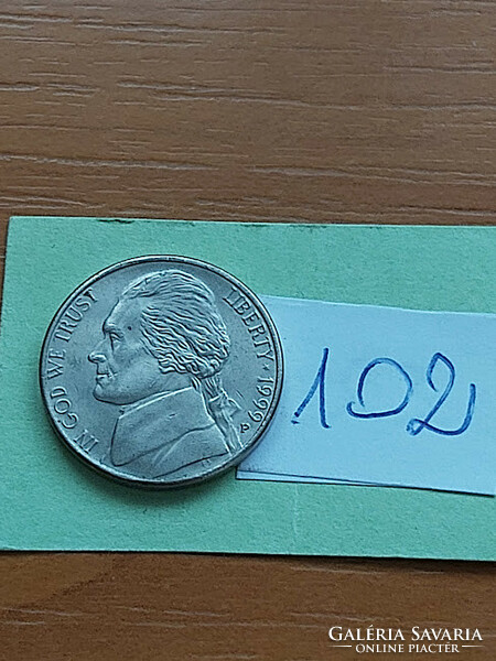 Usa 5 cents 1999 / p, thomas jefferson, copper-nickel 102