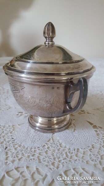 Antique art deco silver-plated sugar bowl with lid, bonbonier