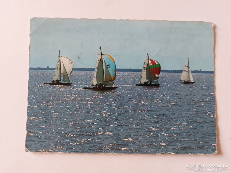 Old postcard photo postcard Balaton sailboats 1986