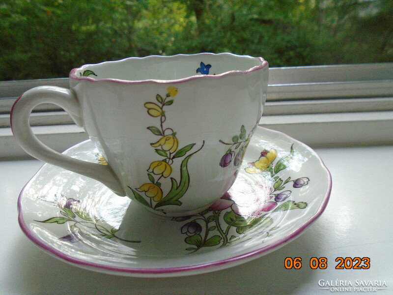 Spode hand painted majolica marlborough sprays floral design with chocolate cup coaster