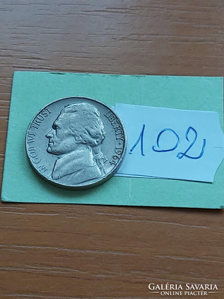 Usa 5 cent 1964 thomas jefferson, copper-nickel 102
