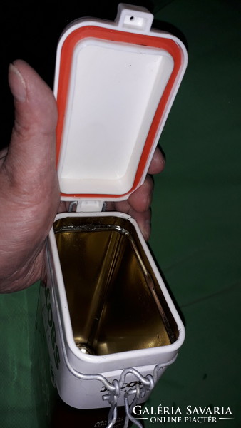 Retro JACOBS kávés plasztiktetős csatos lezárós 250 g  fém lemez  doboz 17 x 9 x 5 cm képek szerint