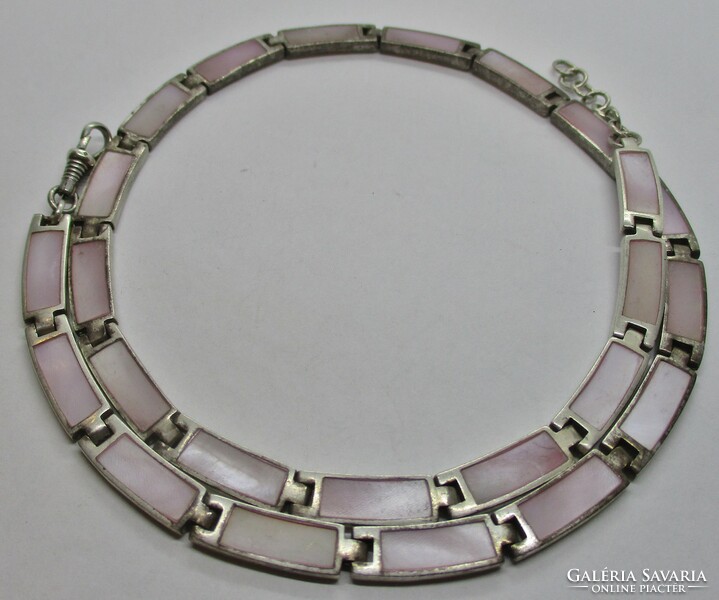 Beautiful art deco silver necklaces with mother-of-pearl