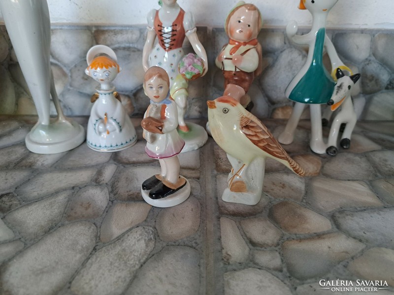 Gyönyörű angyal Hollóházi Herendi Bodrogkeresztúri Piroska és a Farkas nipp figura porcelán virágos
